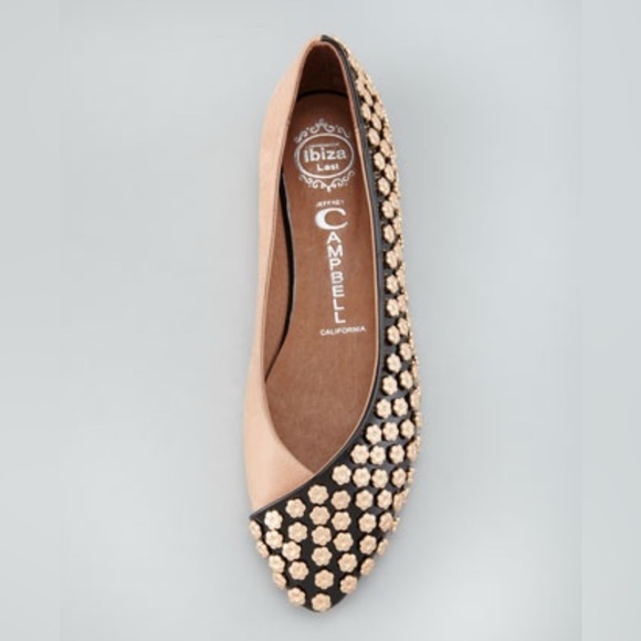 Jeffrey Campbell Shoes - Jeffrey Campbell Flats Natural Black Studded Leather, Size 8
